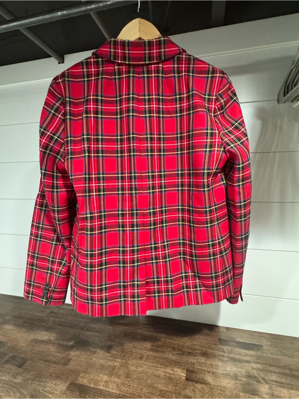 J. Crew Red Plaid Notch Lapel Blazer - Picture 2 of 3